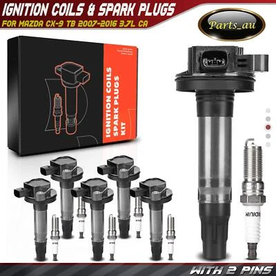 6x Ignition Coils & 6x Spark Plugs for Mazda CX-9 CX9 TB 2007-2016 3.7L CA SUV - image 1 of 4