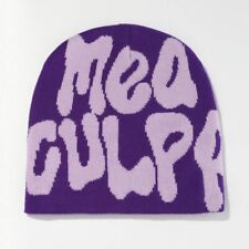 New 2023 Y2K Purple MEA CULPA Beanie Pink Beanies Soft Warm Winter Hat Skull Cap