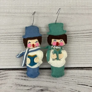 2er Set Vintage Filz Weihnachtslieder Ornamente Weihnachtsdeko 4,25 Zoll - Bild 1 von 9