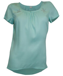 Cheer Women's Blouse Tunic Studs Stars Shirt short Sleeve Mint 752313
