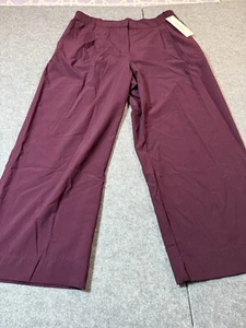 Calvin Klein Pants Womens Medium Purple Pleated Crop Wide Leg High Rise Pull On - Picture 1 of 6