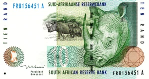 South Africa 10 Rand ND(1999) AU Banknote P-123b Prefix FR Mboweni Sig. - Picture 1 of 2