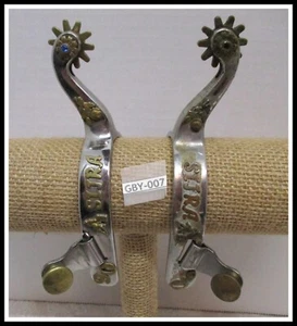 1990 S I J R A  Fancy Blue Set Decorated TROPHY Roping Western Riding Spurs  - Picture 1 of 5