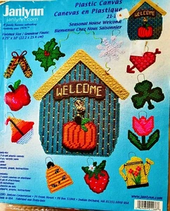 ALL SEASONS HOUSE WELCOME Door Hanger Plastic Canvas Kit Kit 9"x10" Janlynn NEW - Picture 1 of 14