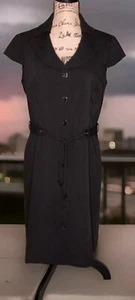 Tahari by ASL schwarz Nadelstreifen Flügelärmel Knopfleiste Jacke Kleid-Größe 8 - Bild 1 von 3