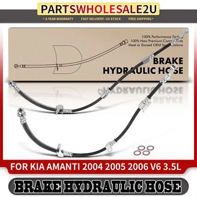 2x Front LH & RH Side Brake Hydraulic Hose for Kia Amanti 2004 2005 2006 V6 3.5L - Image 1 of 4