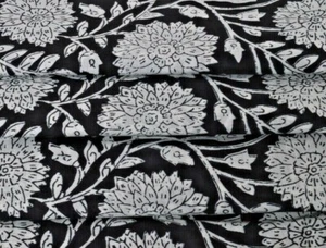 Indian Fabric Cotton Clothing Running Loose Craft 5 Yard Hand Block Print Floral - Picture 1 of 4