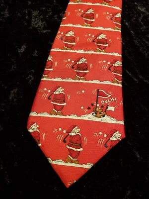 Andhurst Santa Claus Golfing Neck Tie Mens Red White Sport Novelty Holidays  - Image 1 of 4