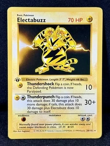 đ„Electabuzz 20/102 "BASE SET SHADOWLESS" (Seltener FETTER Stempel) 1. Auflage Schatz! - Bild 1 von 3
