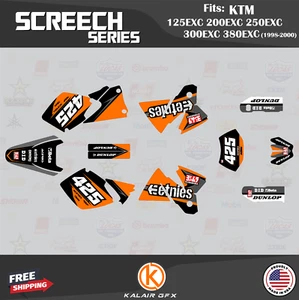 Graphics Kit for KTM 125EXC 200EXC 250EXC 300EXC 380EXC (1998-2000) Screech-Orng - Picture 1 of 6