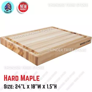 Large Cutting Board Maple Wood Reversible Butcher Block for Chopping Meat 24x18" - Picture 1 of 8
