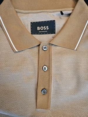 Hugo Boss Cotton Silk Polo, Brown, XL In Immaculate Condition Worn Once - Image 1 of 4