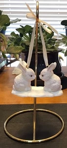 2 Small Bunny Rabbits Facing Each Other Ornament By Morehead, Inc. - Picture 1 of 8