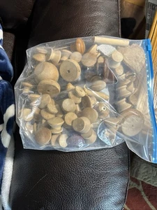 Wooden Mushroom Knobs Unfinished Mostly 1.25” W/Various Sizes Lot Of 50+See Pics - Picture 1 of 15