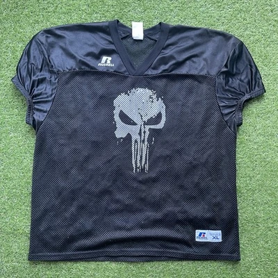Camiseta de futebol masculina vintage The Punisher #41 logotipo caveira XL malha Russell - Imagem 1 de 4