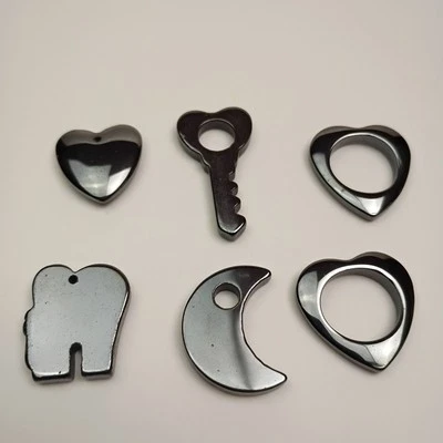 Vintage Hematite Stone Pendant Charms Necklace Bracelet Lot of 6 - Image 1 of 4