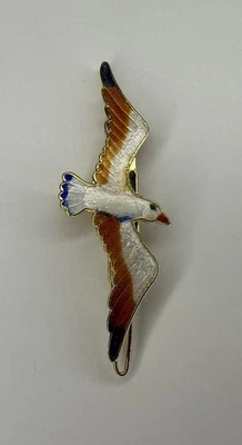 Clip de joyería de pelo de gaviota Cloisonne esmalte tono dorado/pájaro blanco naranja Foto 1 de 4