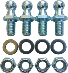 (4 Pack) 10mm Ball Studs with Stud, 1/2" Long Shank, Silver - Picture 1 of 2