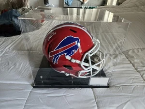 JOSH ALLEN SIGNED BUFFALO BILLS F/S THROWBACK SPEED HELMET BECKETT QR W/ DISPLAY - Picture 1 of 6