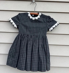 Primitive Check Baby Dress W/ wood Hanger - Picture 1 of 2