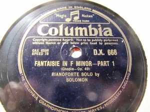 1932 SOLOMON Cutner First COLUMBIA Piano Chopin Fantaisie F Minor Etudes DX 668 - Foto 1 di 2