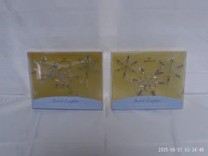 "Pre-Owned" Vtg.(2) 2001 Hallmark Beaded Snowflakes Frostlight Faeries Ornament - Picture 1 of 3