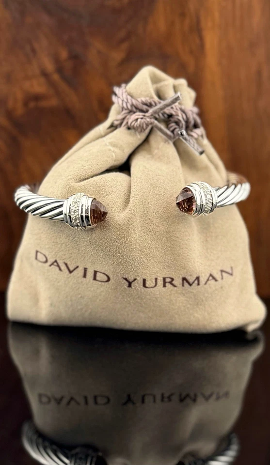 Brazalete David Yurman 7mm Morganita Clásico Cable Plata de Ley Tamaño Mediano Foto 1 de 4