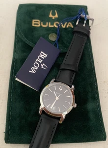 Bulova Data Lady Black Dial Quartz Steel 27mm Tag Tag Tag Year 2004 NOS - Picture 1 of 7