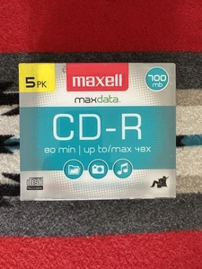 New MAXELL CD-R 700MB 80 Minute Recordable Compact Disc 5 Pack • NIB • Computer - Picture 1 of 2