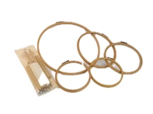 Wooden Craft Hoops x 5 One large 2 Medium 2 Small & Embroidery Frame - Picture 1 of 6