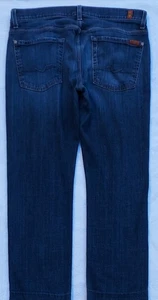 7 FOR ALL MANKIND Slimmy Jeans Men's Tapered Dark Blue Denim Stretch Size 33x28 - Picture 1 of 10