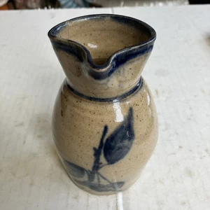 Antique Stoneware Pitcher- Creamer,salt glaze with blue Cheries - Picture 1 of 6