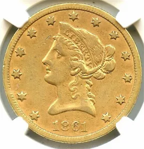 1861-S $10 Gold Eagle, NGC XF-40, Rare Civil War Date, Great Looking Gold Coin! - Picture 1 of 4