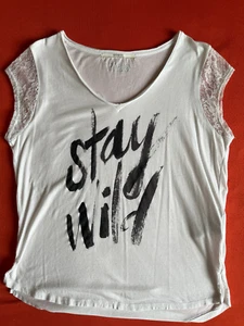 GUESS Shirt mit Spitzenärmelchen und Strass in weiß Gr. 40 - Bild 1 von 1