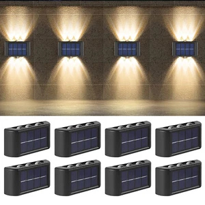 1-8X LED Solar Fence Lights Outdoor Dusk to Dawn Wall Steps Garden Pathway Lamp - Picture 1 of 57
