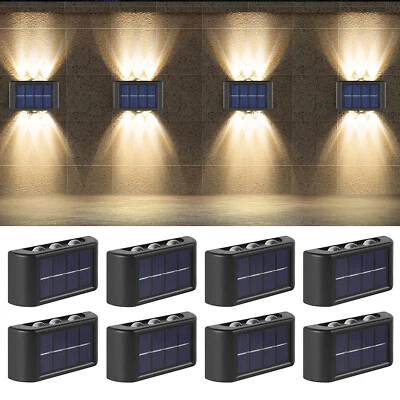 1-8X LED Solar Fence Lights Outdoor Dusk to Dawn Wall Steps Garden Pathway Lamp - Image 1 of 4