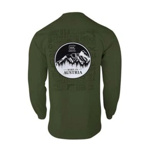 Glock Born in Austria Long Sleeve Shirt Military Green Soft Fabric Fit S Size - Picture 1 of 3