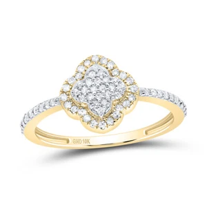 10K Yellow Gold 1/4 Cttw Diamond GIFT CLOVER RING - Picture 1 of 1