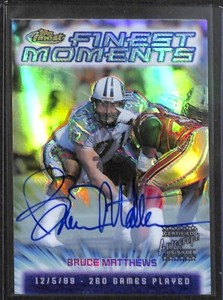 2000 Topps Finest Finest Moments Refractor Autograph #FM22 Bruce Matthews