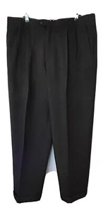 Men’s Claiborne Dress Pants Black Pleated Cuffed 40x30 100% Dacron Polyester - Picture 1 of 10