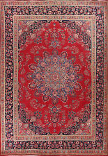 Vintage Red/ Navy Blue Handmade Wool Mashaad Dining Room Rug Area Carpet 10x13