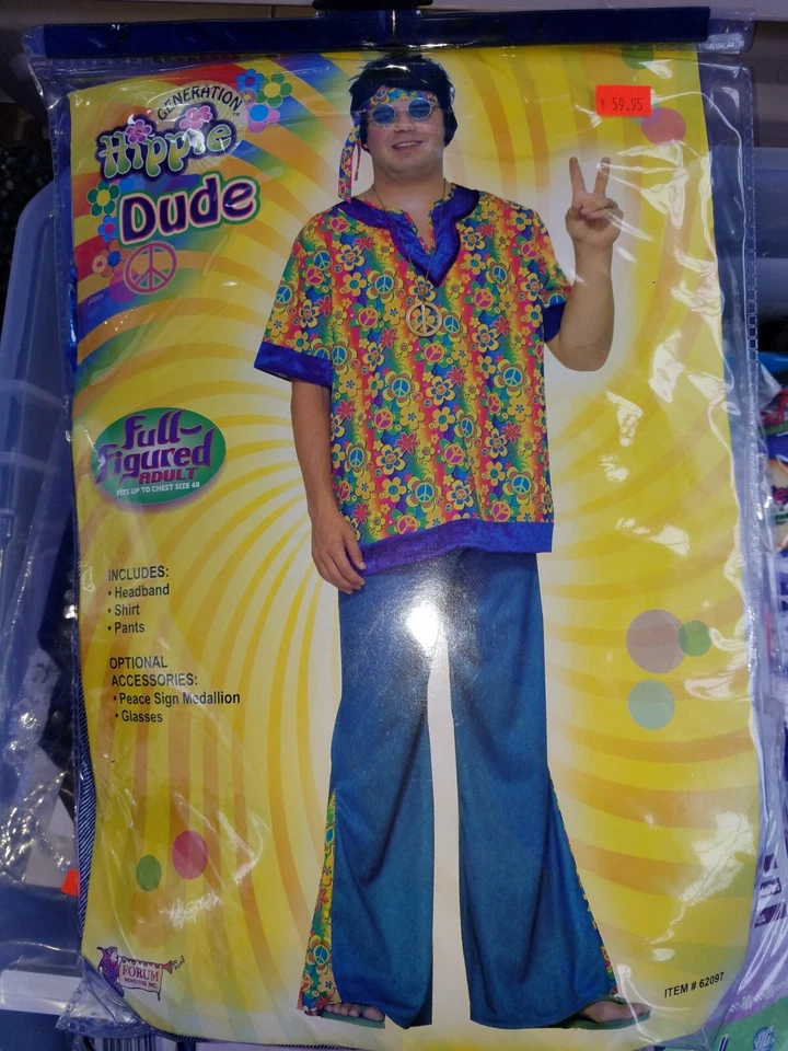 PLUS SIZE HIPPIE DUDE COSTUME - Image 1 of 1