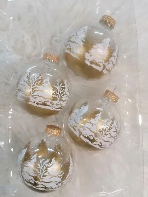 Christbaumkugel Weihnachtskugel Christbaumschmuck Krebs Lauscha weiß gold Wald - Bild 1 von 4