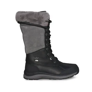 UGG ADIRONDACK III TALL BLACK GREY LEATHER WATERPROOF WOMEN'S BOOTS SIZE US 6 - Picture 1 of 7