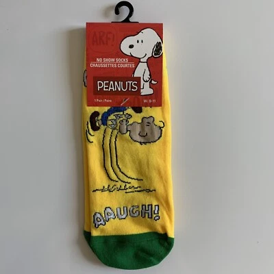 花生 Charlie Brown Slips Up Aaugh 女式无展示袜 9-11 码全新带标签 — 第 1/4 张图片