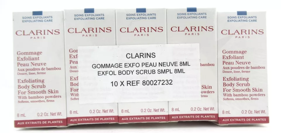 Clarins Exfoliating Body Scrub For Smooth Skin With Bamboo 8 ml. Lot of 10 New - Image 1 of 4