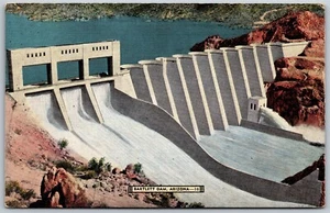 Vtg Arizona AZ Bartlett Dam Verde River 1940s View Linen Postcard - Picture 1 of 2