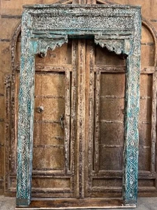 Antique Indian Arch Hand Carved Archway Columns Teak Architectural Doorway 99 - Picture 1 of 6