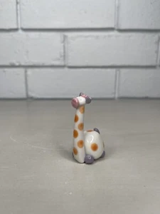 Miniature Art Pottery Giraffe Figurine Ornament Polka Dot Whimsical Decorative - Picture 1 of 8
