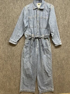 Levi's Women’s Belted Tie-Waist Medium Wash Denim Jumpsuit Size Large Jean - Picture 1 of 19